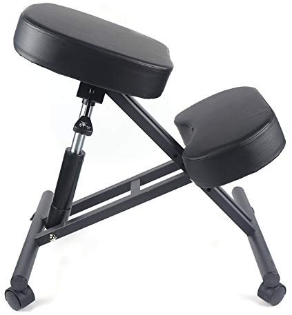 KAUITOPU Kniestuhl, Verstellbarer Ergonomischer Stuhl für Zuhause Büro Rollbar Kniehocker Hält 250 Pfund Schwarz