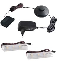 ledomec LED Glasbodenbeleuchtungs Set Mit 1-6 Clips (kaltweiß 6000K, 2er komplettset mit Fußdruckschalter)
