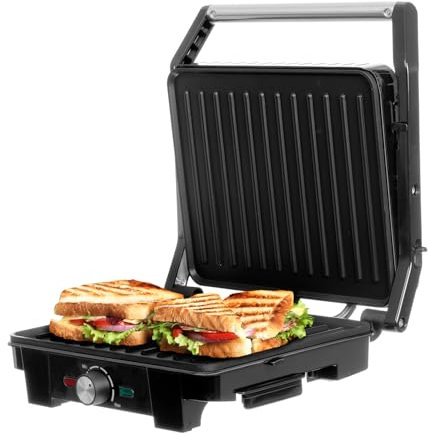 STANDART | Elektrogrill - 2200W | Sandwichmaker | 180º Öffnung | Küchengrill mit Temperaturkontrolle, LED-Leuchten | Edelstahl Multigrill für Sandwiches, Steak, Toast und Vegetables | Grill Toaster