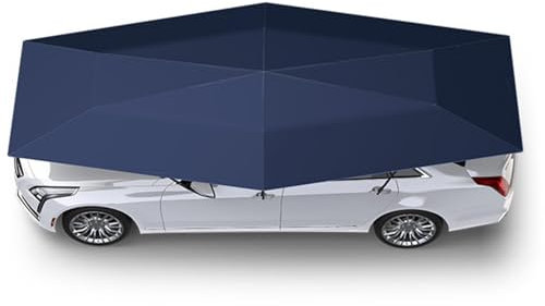 Flyttbar carport, 4,2 M Car Tent Cover Canopy, helautomatisk fällbar fjärrkontroll, bilparaply med avtagbart batteri,Blue