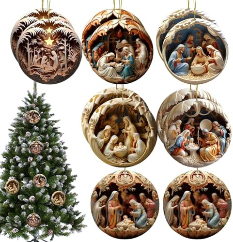 Adornos de belén de Navidad, 12 piezas de adornos de Navidad de la belén, adorno de escena de la natividad de Jesús, decoración del árbol de Navidad, recuerdo de la escena de la Navidad