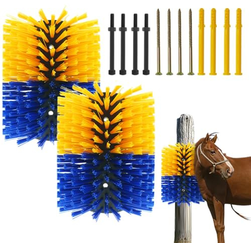 Crevyteg Lot de 2 brosses à gratter en nylon pour le toilettage, le massage des vaches, soulager les démangeaisons sur le dos du bétail, brosse pour cheval, bétail, mouton