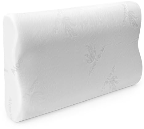 Homey - Almohada Cervical y Cuello Viscoelástica Cojín Ortopédico para Dormir, Antiácaros Antialérgico y Transpirable Ideal para Dolores de Cuello, Funda Aloe Vera Antibacteriana Extraíble y Lavable