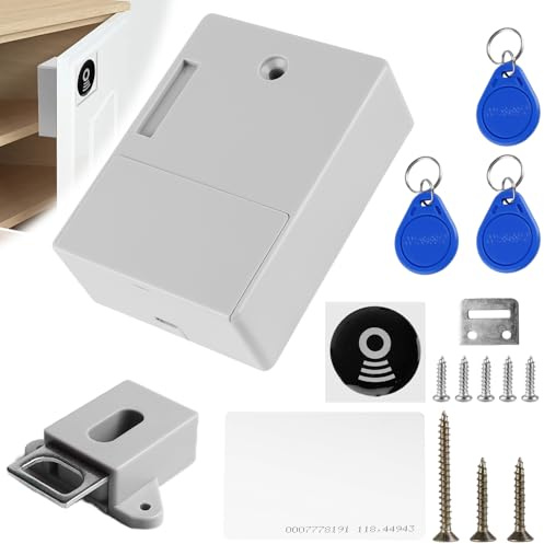 Behogan Serrure électronique d'armoire : serrure de tiroir intelligente, serrure de meuble avec 3 porte-clés et 1 carte RFID, serrure numérique cachée intelligente SmartLock sans trou perforé
