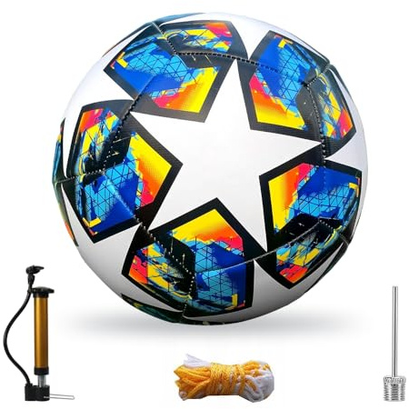 Gobesty Ballon De Foot, Ballon Foot Taille 5 avec Pompe à Air, Ballons De Football Graffiti Épaissi, Ballon De Foot Ligue des Champions Adapté Aux Enfants Et Aux Adultes pour Jouer Et s'Entraîne