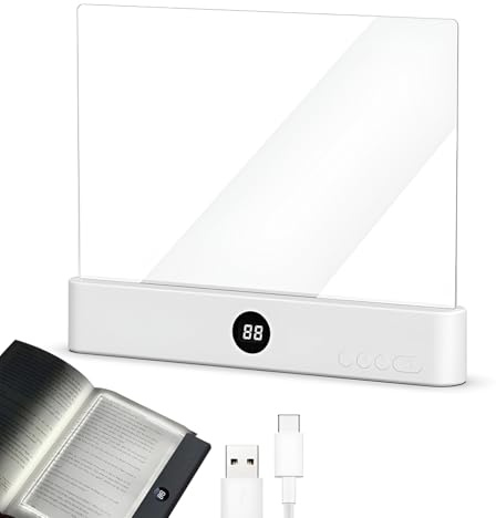 Boklampa, uppladdningsbar klar LED-läslampa, smart LED-boklampa med 3 färger och timer, för hemresor, studentrum, kontor, skola, sovrum white