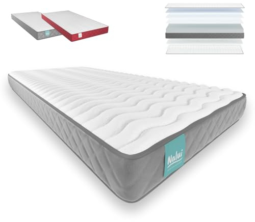 NALUI - Colchón Viscoelástico 90x190cm Gredos con Altura ±15cm. Tejido Strech y Tejido 3D Transpirable | Especial para Cama Nido | Firmeza Medio-Alta | Adaptable | Hecho en España,Gris