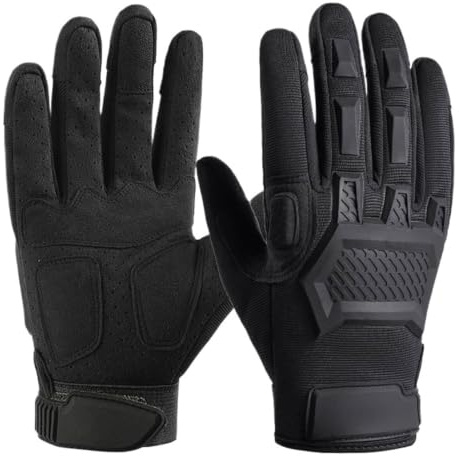 Gants d'équitation pour homme à écran tactile avec doigts entiers, gants de sport d'extérieur antidérapants (noir, M)
