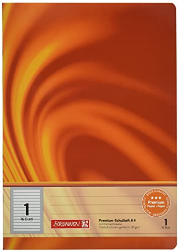 BRUNNEN Schulheft Premium Vivendi | A4, Lineatur 1, 16 Blatt, orange