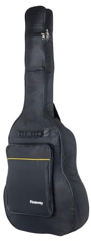 FiNeWaY Durable Acoustic Guitar Bag - 42 Waterproof & Padded Guitar Case w/Shockproof Base, Double Zip, Pockets, Silicone Handle & Adjustable Straps - Fits Acoustic, Electric & Classical Guitars