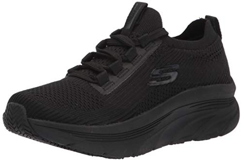 Skechers Women's Work Relaxed Fit: D'Lux Walker SR - Ozema Slip-On Sneakers, Black, 8