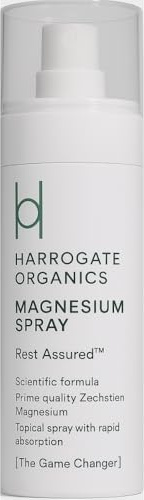 Harrogate Organics Natural Magnesium Spray, Ultra Pure Magnesium for Sleep, Muscles Recovery, Restless Legs Relief, Menopause Relief - No Smell, No Grease Magnesium Oil - Vegan Magnesium Spray - 150ml
