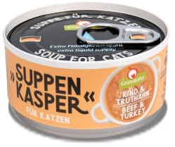 GranataPet Zuppa casper manzo e tacchino, snack per gatti, zuppa contro la piccola fame, dolcetti per idratazione extra, cibo per gatti senza cereali e senza zuccheri aggiunti, 12 x 70 g