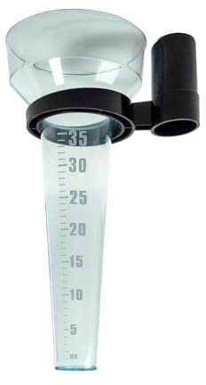 INTIRILIFE Regenmesser Niederschlagsmesser Transparent mit Halter 35 mm/m² - 24.5 x 8.4 cm - Regenmessgerät für Garten mit großer Anzeige