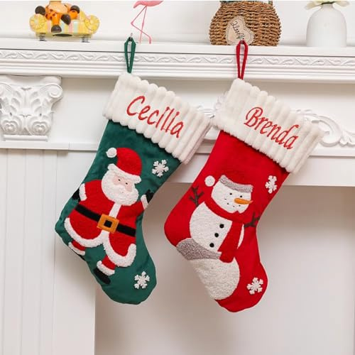 Personliga broderade jultomte julstrumpor med namn julstrumpa present strumpa julgran hänge dekoration anpassade julstrumpor bulk för juldekoration helgdag, familj