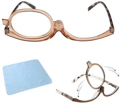 KARELLS Gafas de Maquillaje Con Lupa de Una Sola Lente, Giratorias y de Presbicia Para Lectura, Cerceta, +3,5