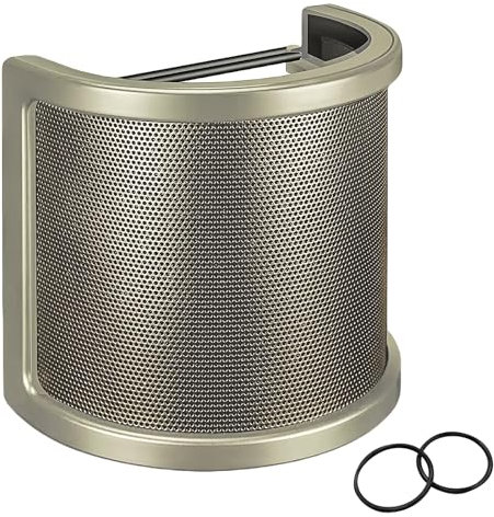 U-tech Upgraded Three-Layer Microphone Pop Filter with Elastic Mesh, Foam & Etamine Layers - Perfect Mic Windscreen Cover and Handheld Shield Mask for Vocal Recording YouTube Videos Streaming(Gold)