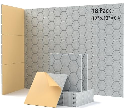 18 placas acústicas autoadhesivas, absorbentes de sonido, 30 x 30 x 0,9 cm, aislamiento acústico de pared, paneles acústicos para decoración de juegos, oficinas, estudios, placas de aislamiento