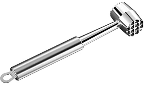 Martello inteneritore per carne, Teneriffa for carne a doppia faccia for la lavorazione della carne, tenera in metallo con manico in acciaio inossidabile, martello for carne domestico