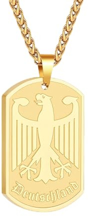 Halora Deutschland Kette Adler Herren, Halskette Herren Gold Edelstahl Bundesadler Herrenkette Männer Geschenke