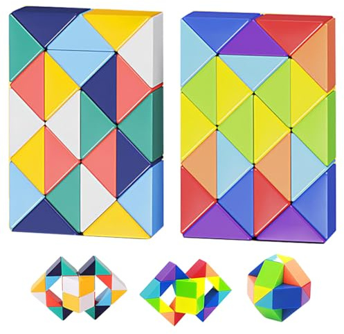 Mini Magic Snake Cube, 2PCS Serpent Magique, Casse-tête Twisty Jouet, Jeux de Puzzles 3D Fidget Cube, Jouets Arc-en-Ciel, pour Enfants et Adultes