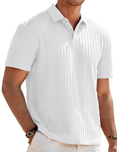 JMIERR Mens Polo Shirts Short Sleeve Lightweight Golf Casual Button Henley T Shirt Summer Tops