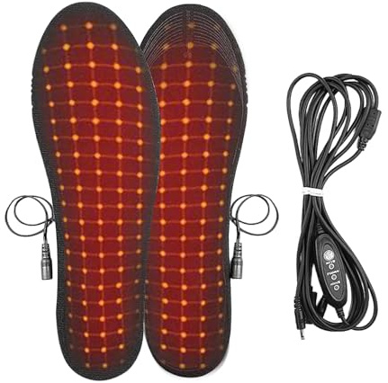 Semelles Chauffantes USB, Chauffe-Pieds Découpables pour Hommes et Femmes, 3 Réglages de Température, pour toutes les Chaussures pour une Utilisation Extérieure et Intérieure