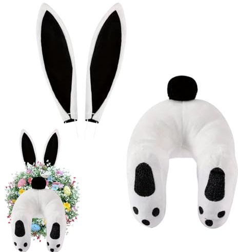 Corona di glutei di coniglio – Kit decorazione di Pasqua accento orecchie posteriori coniglio cartone animato | adorabile corona stagionale accessorio per finestra appesa stile portico decorati