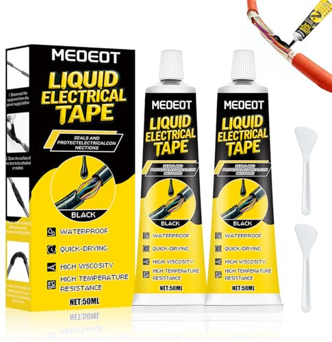 Meoeot Cinta De Aislamiento Líquido, 2x50ml Cinta Aislante Liquida Negro, Cintaeléctrica Líquida, Impermeable Y De Secado Rápido, Adecuada Para Todos Los Cables, Aparatos Eléctricos
