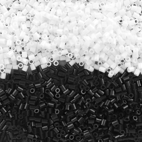 6000pcs Noir & Blanc Perles À Repasser avec 1 Plaque, 2,6mm Mini Perles À Fondre Kit pour Loisirs Créatifs Projets Artistiques Faits Main Cadeaux Passionnés Loisirs Créatifs