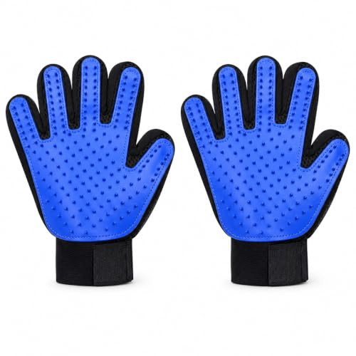 Sillar Pet Grooming Gloves for Dogs and Cats 2 Right Blue | Soft Nubs For Removing Pet Hair Breathable Material Universal Size For Dog Cat Short Hair Long Hair And Fur Care