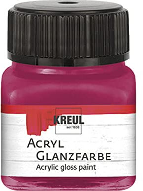 KREUL 79232 Acrylic Gloss Paint, 20 ml Glass in Bordeaux, Shiny, Smooth Acrylic Paint for Painting and Crafts, Water-Based, Saliva-Resistant, Quick-Drying and Opaque