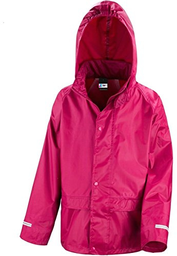 Kids Waterproof Rain Jacket In Black, Pink, Red or Royal Blue Childs Childrens Boys Girls (Pink, 7-8 Years)
