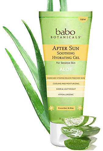 Babo Botanicals After Sun Soothing Hydrating Aloe Vera Gel With Natural witch Hazel and Cucumber, Vegan, For Babies, Kids or Sensitive Skin - 8 oz.