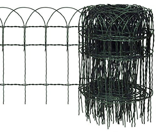 FLORALCRAFT® 10m x 0.4m Decorative Hoop Top Garden Border Fence - Strong Green PVC Coated Wire Fencing for Boundaries and Edging Flower Beds