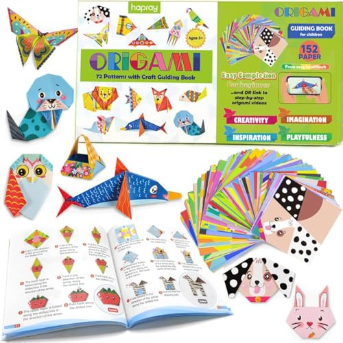 hapray Origami Kit for Kids Ages 6-12 10 Year Olds, with Guiding Book, 152 Paper with 72 Patterns, DIY Art and Craft Projects Activity, Beginners Children's Day Gift Childs Boys Girls