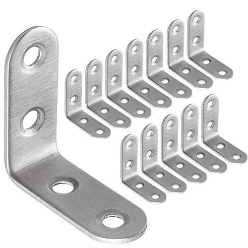 ASelected 50pcs Équerre de Fixation Inox 40x40mm, Renforts d'Angle pour la Fixation et la Réparation de Meubles, Renforcer les Joints, Argent