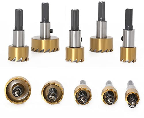 TOPWAY HSS Juego de Sierras Perforadoras 5 Piezas, 16-30mm de Alto Grado 4341 de Acero Núcleo de Metal Brocas Abridor Herramienta de Corte Circular para Acero Inoxidable Cobre Hierro Plástico Madera