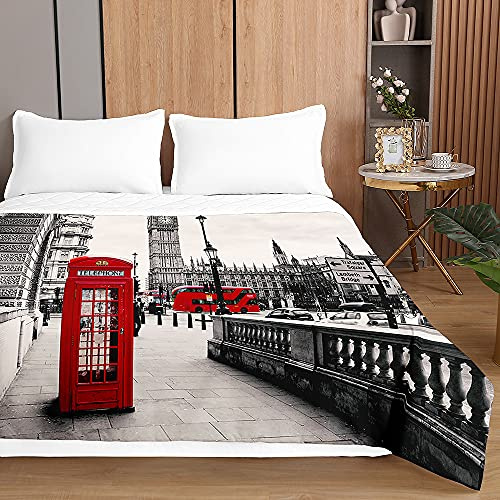 Surwin Trapuntino Copriletto Trapuntato Primaverile Estivo,Stile Moderno,Trapuntino in Morbida Microfibra con Stampa Paesaggio 3D Leggero Coperta Letto Singolo Matrimoniale (Londra,150x200cm)