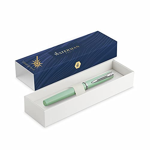 Waterman Allure Füller mit Gravur | in Pastell-Grün| Geschenk für Mann und Frau | inspiriert von Pariser Mode | personalisiert | graviert|Blaue Tinte|Feine Spitze (Mint Green, Füllfederhalter)