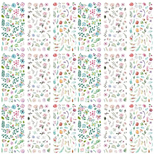 18 Blatt Aufkleber Grün Klein Blumen Scrapbooking Hochzeit Gästebuch Fotoalbum Stickeralbum
