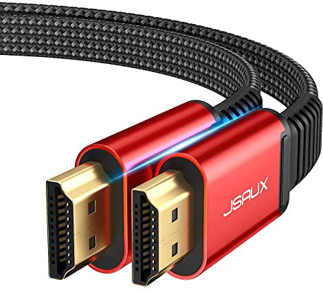 JSAUX 4K HDMI Kabel 5Meter [4K@60Hz,HDMI 2.0,18Gbps] 4KFlach HDMI 2.0 Kabel Highspeed 5M HDMI Nylon Geflochten Kabel Support 4K 3D HDR UHD 2160p 1080p Ethernet ARC kompatibel mit PS3/4 TV PC Rot
