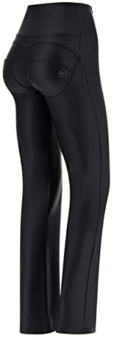 FREDDY WR.UP Pantalon WR.UP® en simili cuir coupe large à taille haute avec double fermeture éclair, Noir, Small