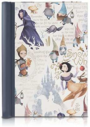 FAIRklemmt Klemmbinder Snow White, A5, Weiß, 150 Seiten, 16,5 x 22,0 cm, 3mm starke Buchbinderpappe, Kaschiert mit italienischem Dekorpapier, Leinenrücken in hellbraun, Matt schwarz Innenspiegel