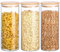 BELLE VOUS 3 Pack of Glass Jars with Bamboo Lids - 950ml/32oz Airtight Food Storage Containers - Kitchen/Pantry Organisation Canister Set for Pasta, Flour, Cereal, Sugar, Coffee Beans, Tea and More