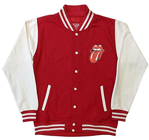 Rolling Stones The Chaqueta Universitaria Varisty Classic Lengua para Adultos Unisex (S) (Rojo, Blanco)