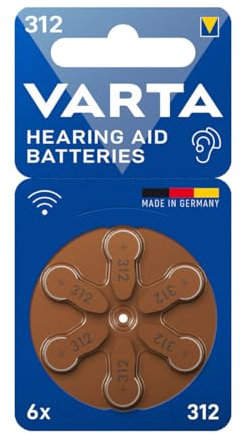 VARTA HEARING AID BATTERIES 312 PK6