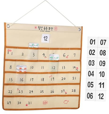 PLAFOPE Calendario da Parete Ampie Tasche Multiple Non Tessuto Facile da Applicare Porta Calendario Decorativo e Organizer da Appendere ed Elegante per Casa
