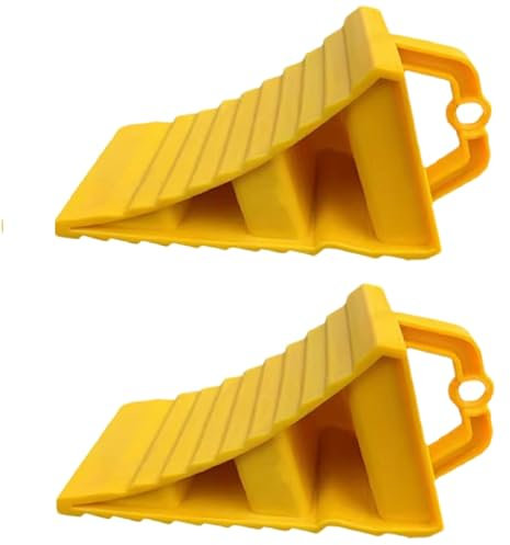 ARSBORUI 2 Stück Unterlegkeile mit Griff, Bremskeile für PKW, Anhänger, Wohnwagen und Wohnmobil, rutschfeste Unterseite, Anhänger Unterlegkeile, Wohnmobil Radkeile, Kunststoff Radkeil