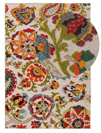 benuta Nest Teppich Noelia - Kunstfaser - Outdoor geeignet - Rechteckig & im Style: Botanicals & Florals, Retro - Pflegeleicht für Wohnzimmer Schlafzimmer, Multicolor, 240x340 cm